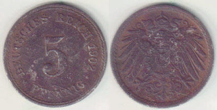 1902 A Germany 5 Pfennig A008832